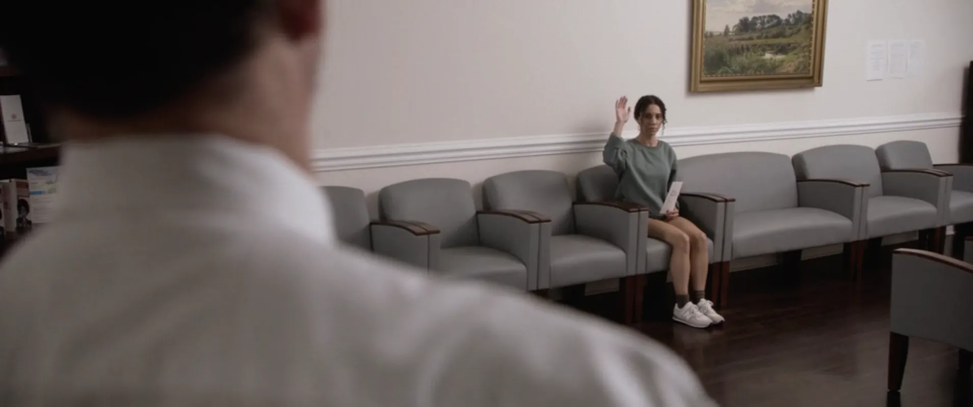 Afterlife still: a clinic waiting room